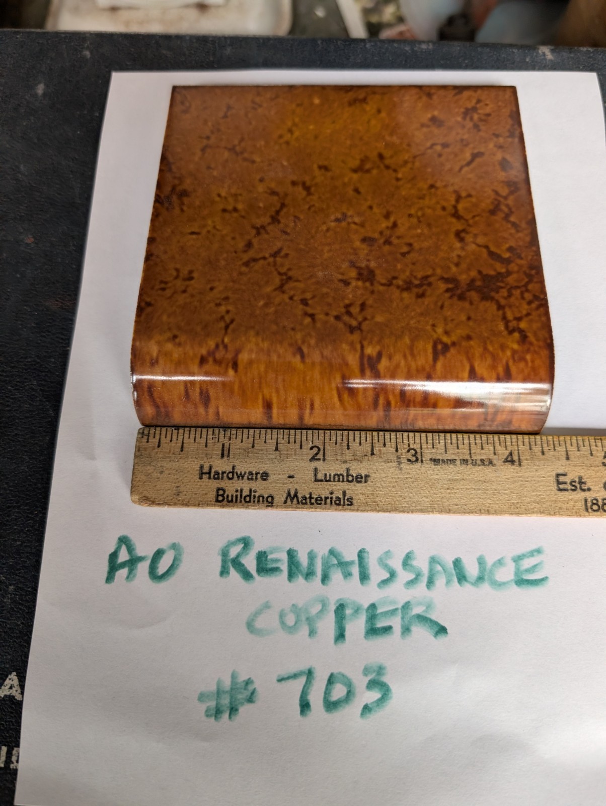 2 pcs Ceramic Tile #703 Renaissance Copper American Olean 4 1/4″ Bullnose USA