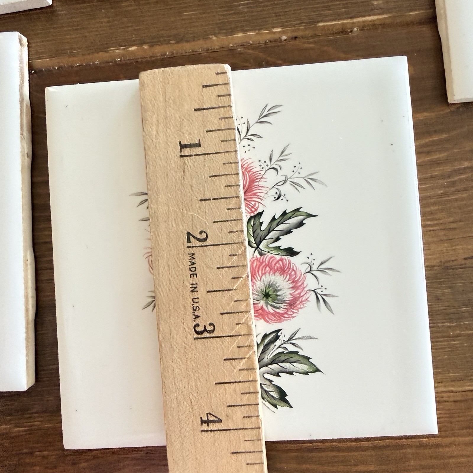 Vintage Ceramic Tiles Florals 4.5 “X 4.5” Made In Canada Set Of 5