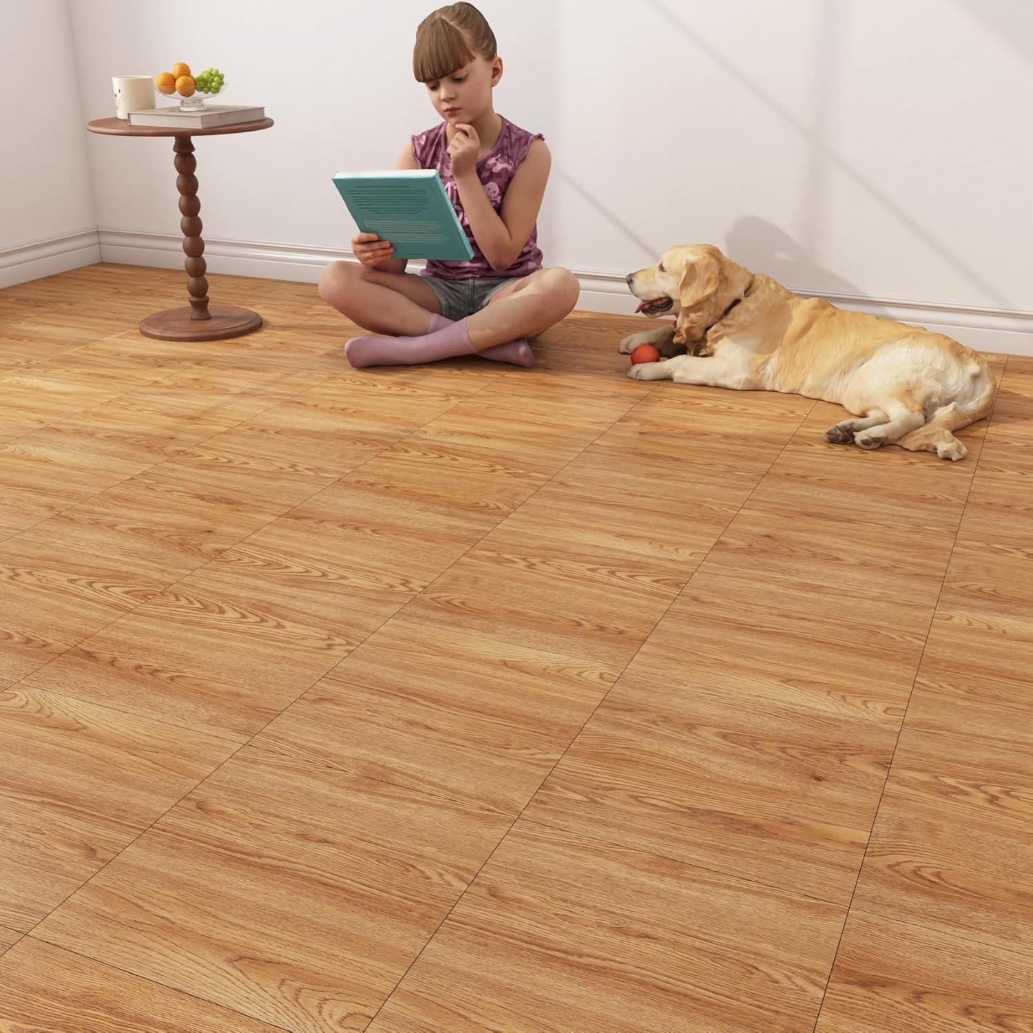 Self Adhesive Vinyl Flooring Peel and Stick Floor Tiles 12″x12″ Waterproof Scrat