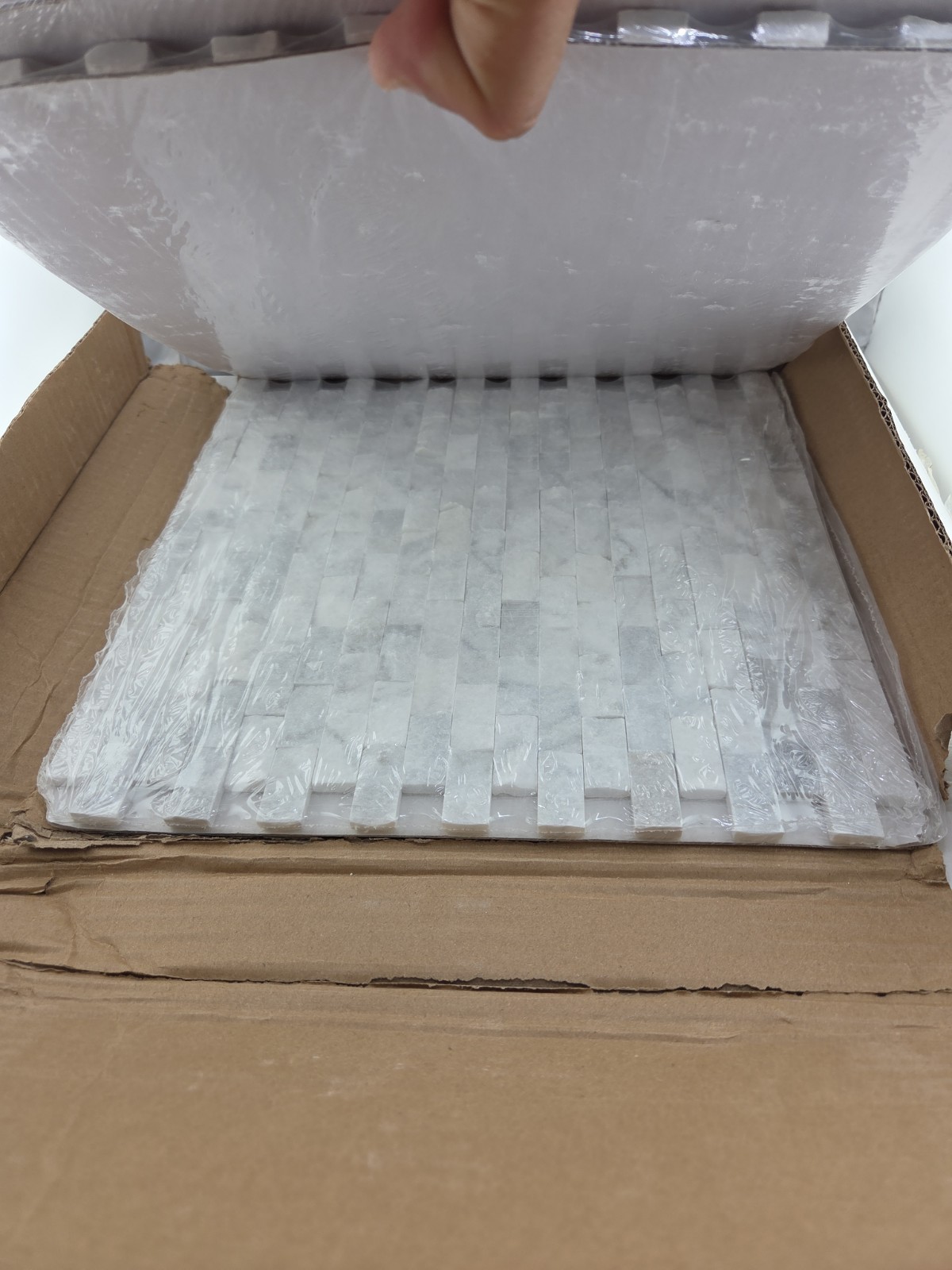 Carrara White Natural Marble Peel & Stick Wall Tiles (5pk) 10″x11″ Free Shipping