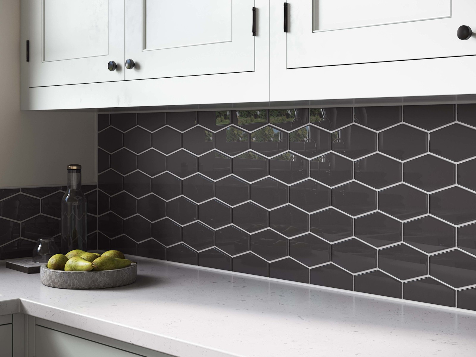 Cruz Bay Studio MKT2871 Long Hex – 11″ x 11″ Geometric Wall Tile – Soft Ivory