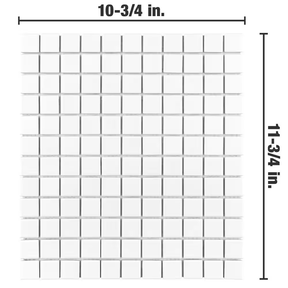 Metro 1 In. Square Matte White 10-3/4 In. X 11-3/4 In. Porcelain Mosaic Tile (9.