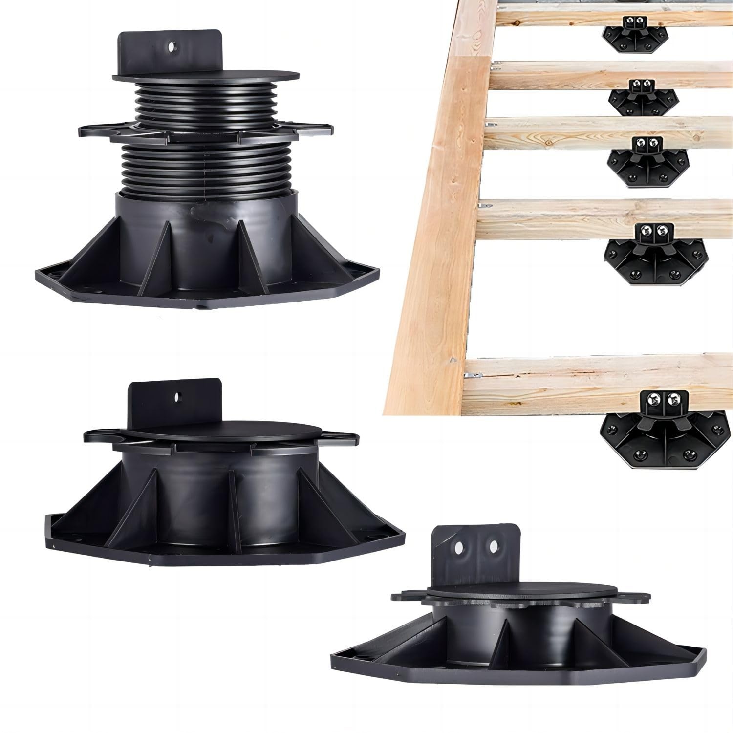12Pack Adjustable Support Pedestal Foundation Base for Floating Deck Platform…