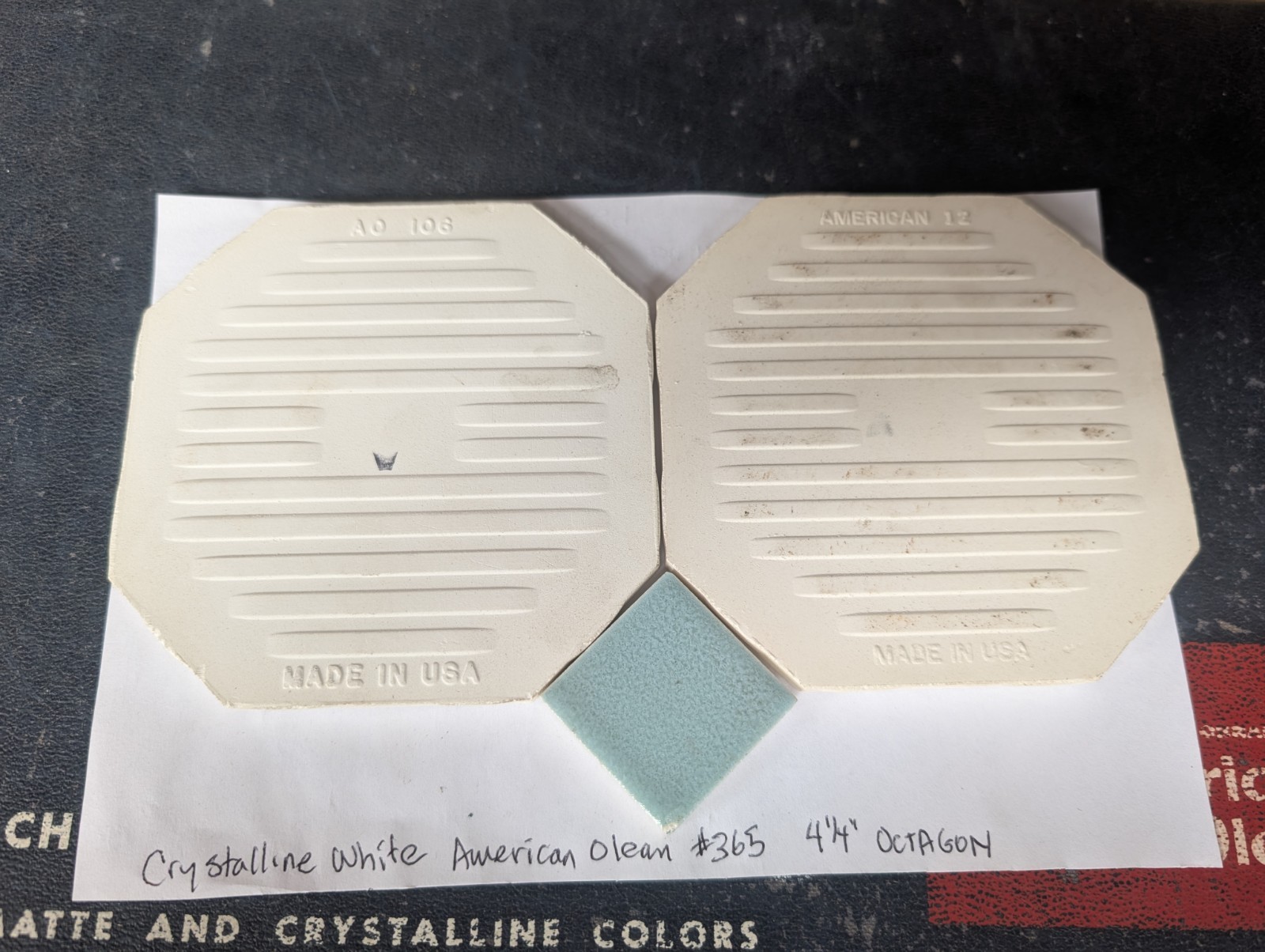 4 pcs American Olean Vintage Ceramic Tile 4 1/4″ Crystalline White Octagon #365