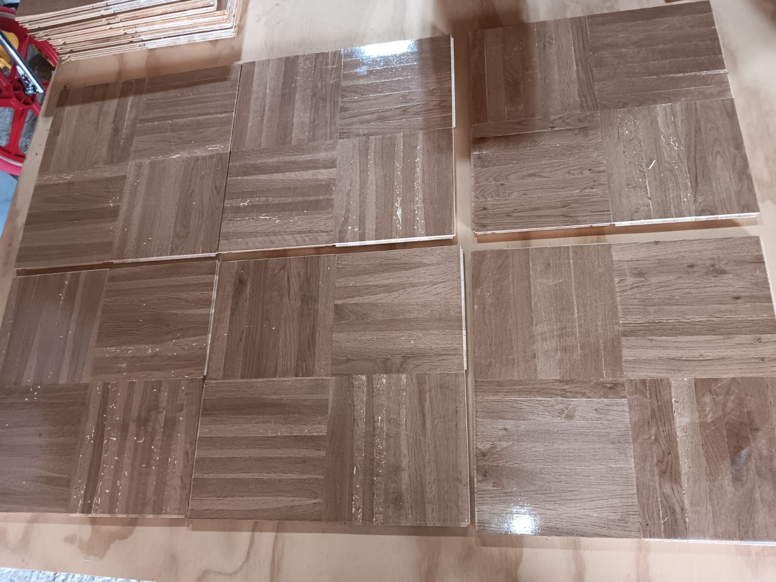 IMPERFECTS 20 Sq. Ft. CABIN GRADE Wood Borer WHITE OAK Parquet Flooring Unused