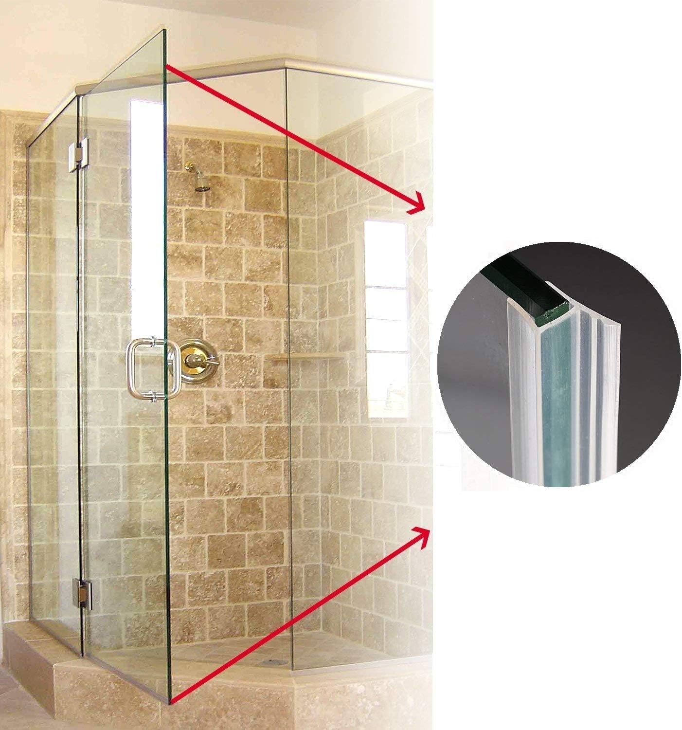 Shower Glass Door Seal Strip, 120 Inch Silicone Soft Shower Door Sweep to Stop
