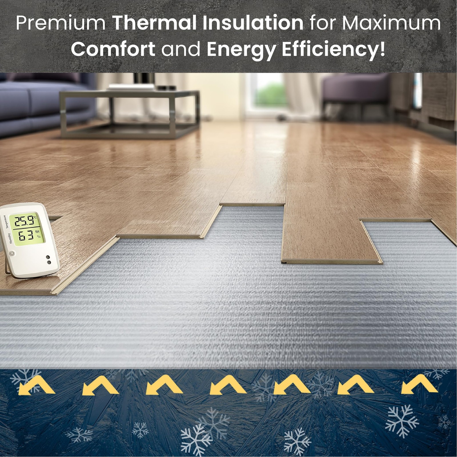 3-in-1 Acoustic Premium Floor Underlayment – 200 sqft Roll – 3mm Thick EPE wi…