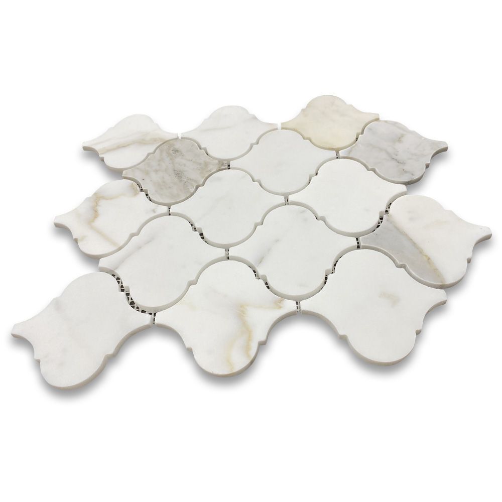 G893XH Calacatta Gold Calcutta Marble Arabesque Lantern Baroque Tile Honed