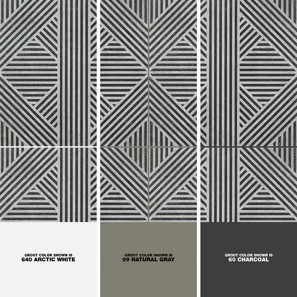 Astoria Black and White 24 In. X 24 In. Matte Porcelain Floor and Wall Tile (4 P