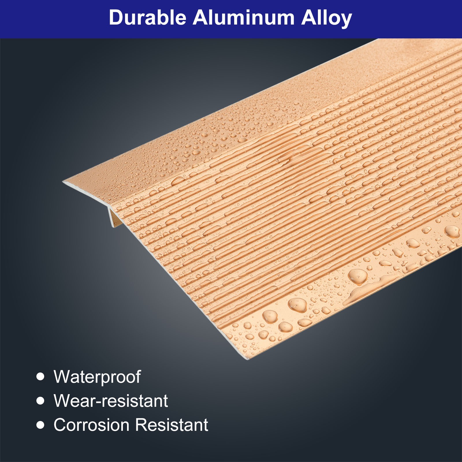 3.9″ Width Floor Transition Strip Carpet Edging Tile Transition Strip, Gold