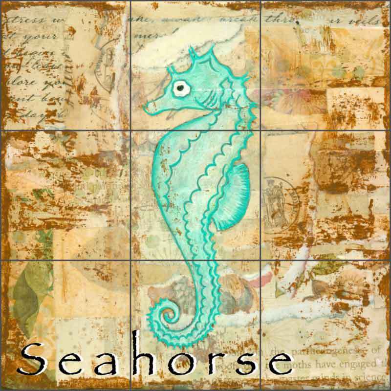 Seahorse Tile Backsplash Bridgett McKenna Sea Life Art Ceramic Mural CCI-BRI260