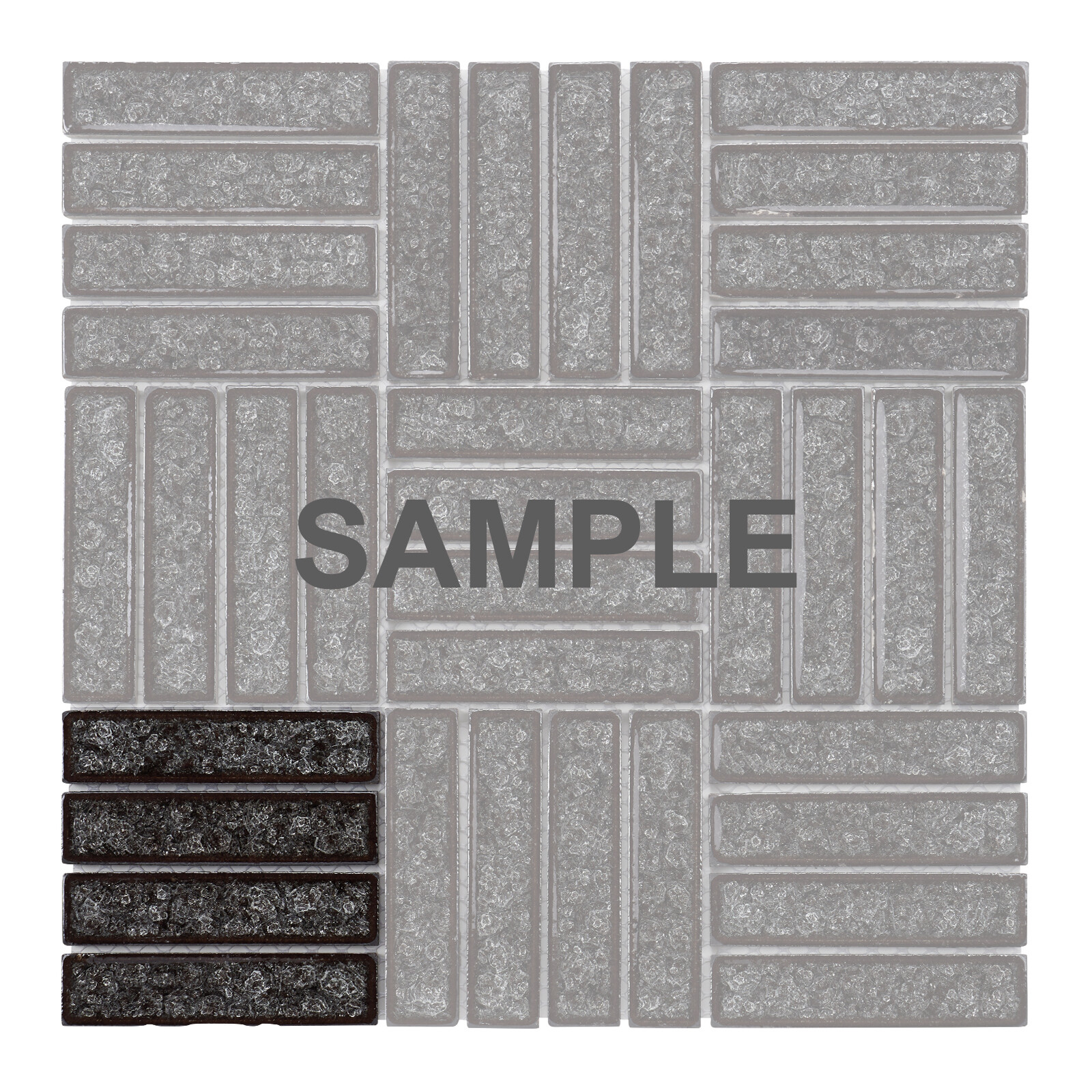 Black Crackle Glass Basketweave Parquet Mosaic Tile Kitchen Bath Wall Backsplash