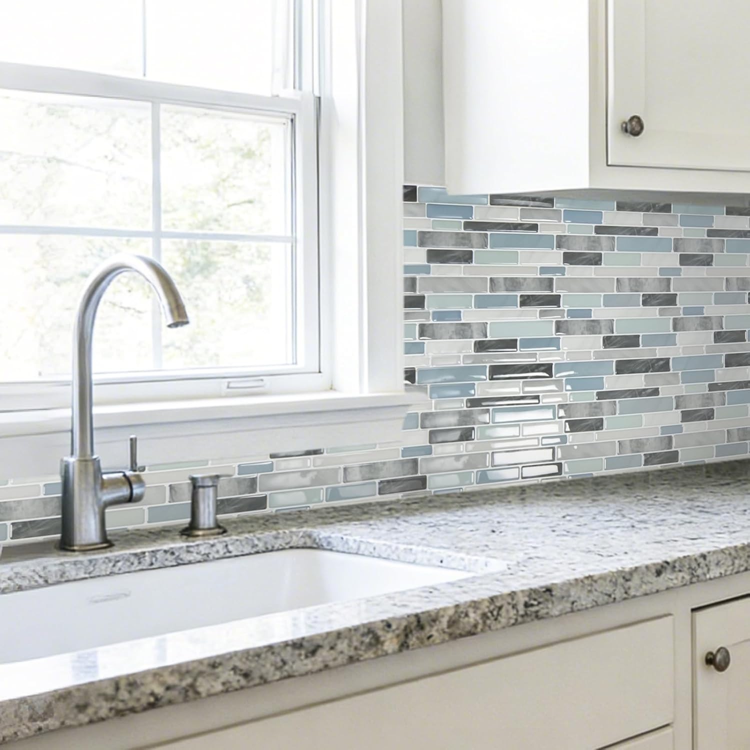 Blue/ Green Pastel Peel and Stick Backsplash 12x12in Heavy-Duty (Pack of 10)