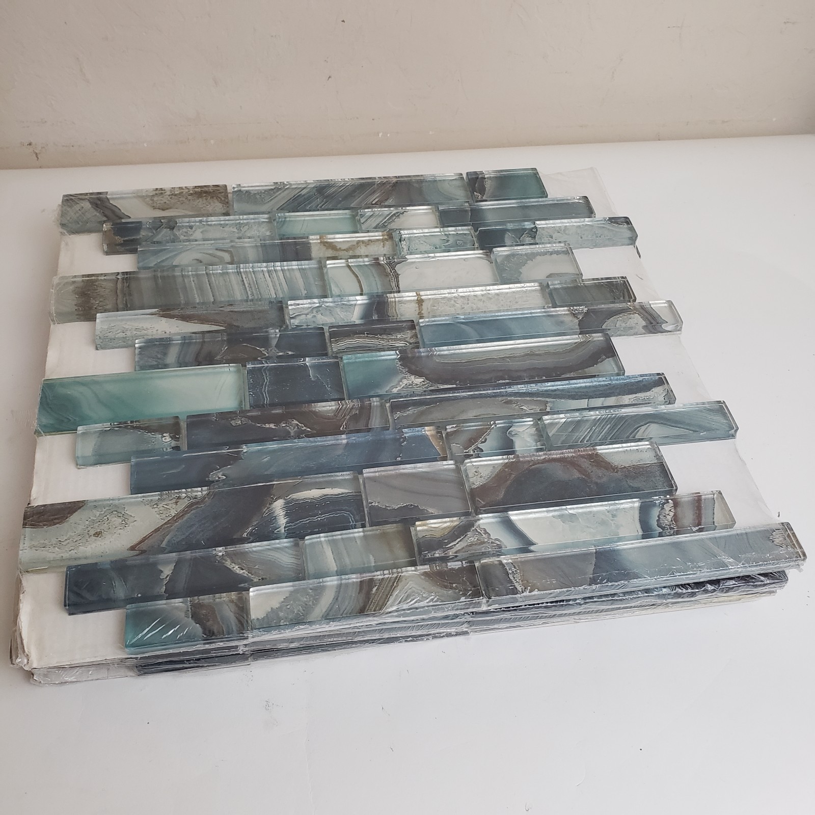 MS International Night Sky Interlocking Glass Wall Tile Lot Of 4 12×14″ Tiles