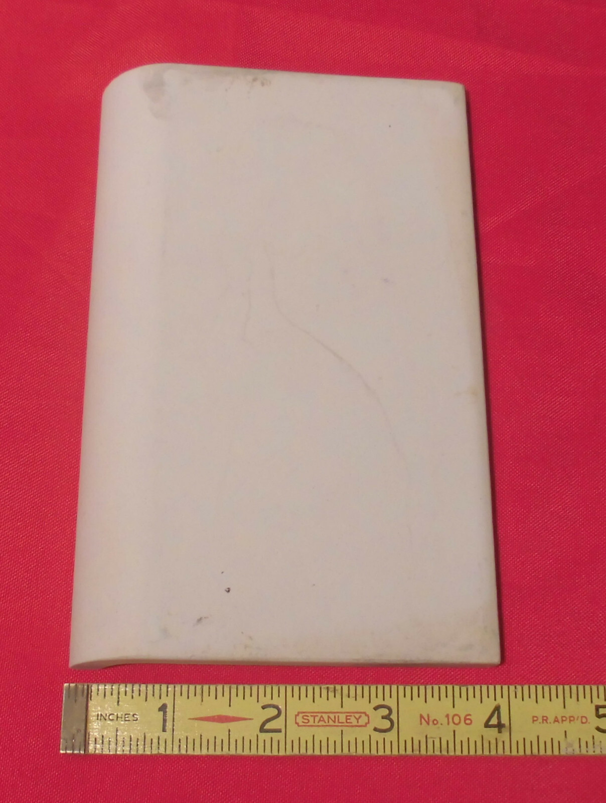 1 pc. Glossy *Oatmeal* 4” X 6” Ceramic Cove Base Tile by Mid-State, flat top