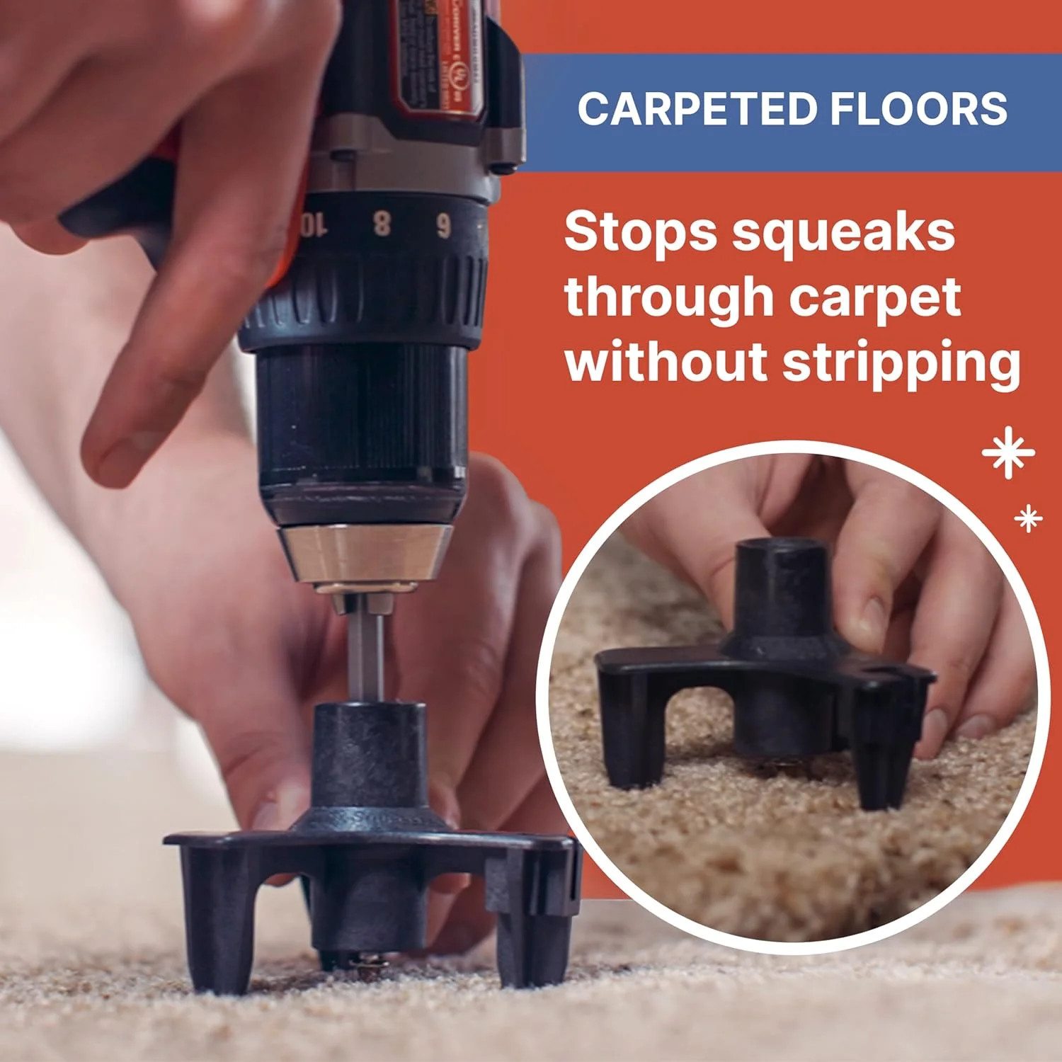 SQUEEEK NO MORE Squeaky Floor Repair Kit for Hardwood, Carpet, Vinyl & Linoleum