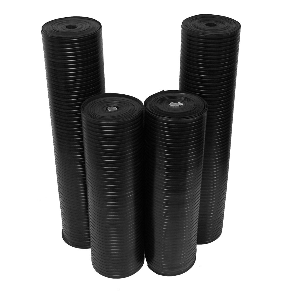 Corrugated Rubber Wide Rib – 7 4ftx50ft rolls + 217ft – Factory 2nd – Stained