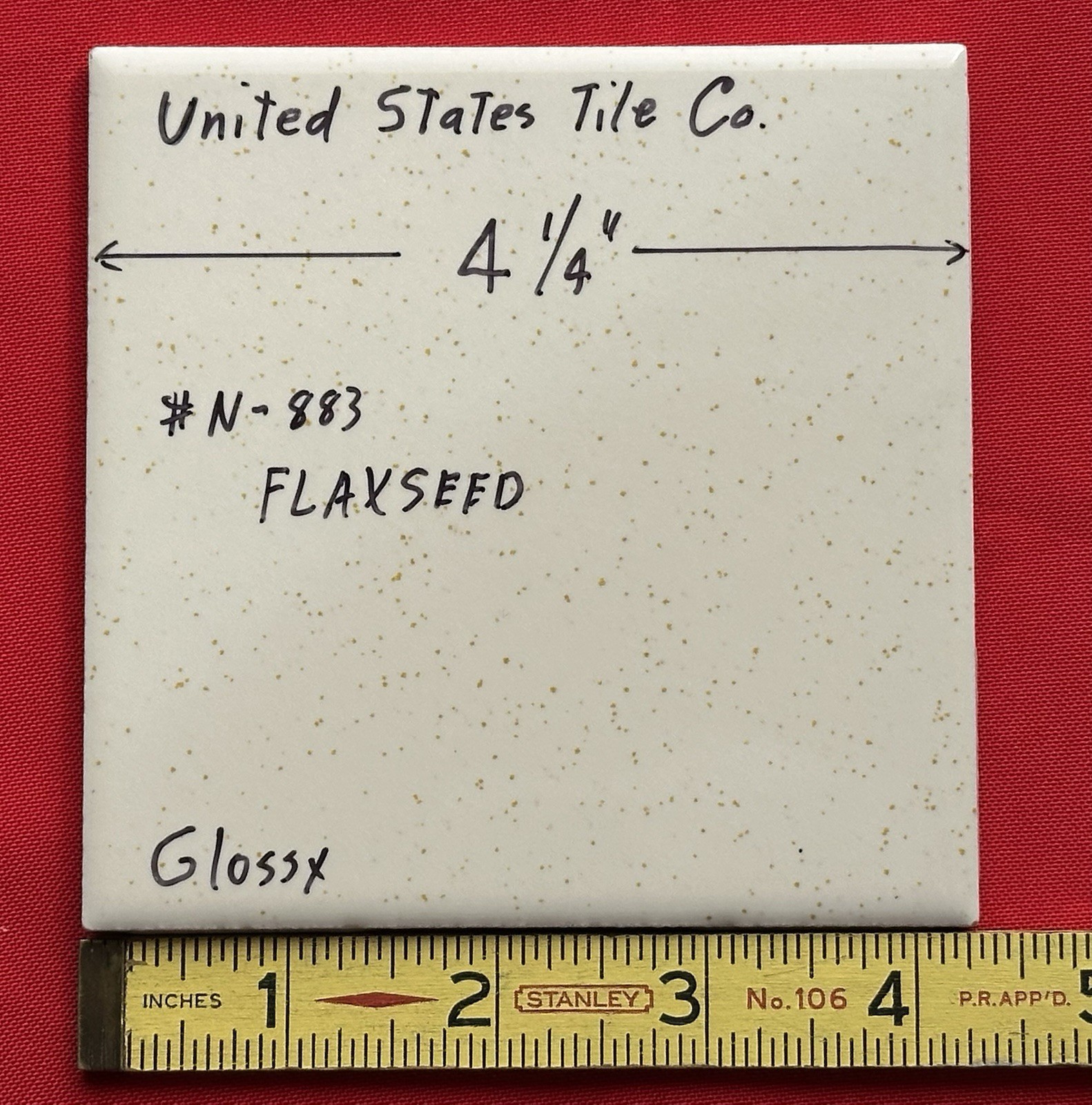 1 pc. Flaxseed: 4-1/4″ Glossy Ceramic Tile,