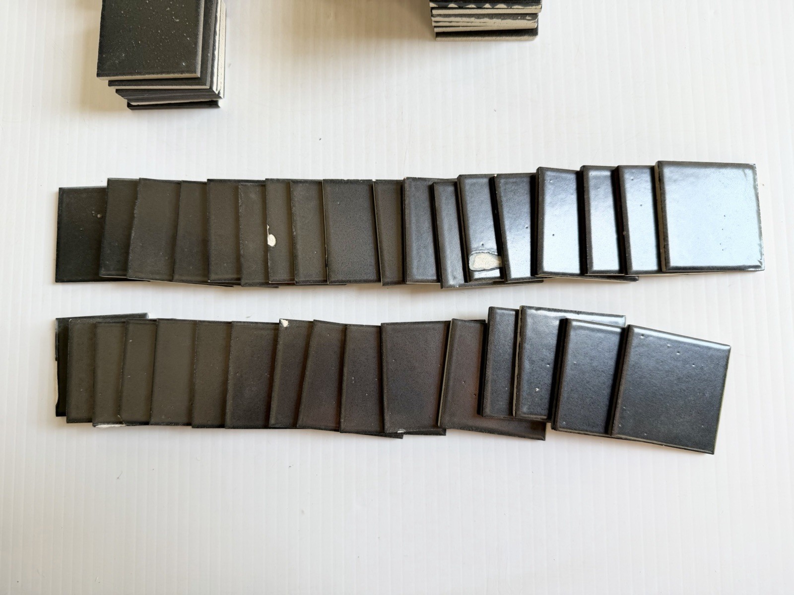 Lot Of Vintage 2” Square Ceramic Tiles MCM Kitchen Bath Black/ Dark Gray