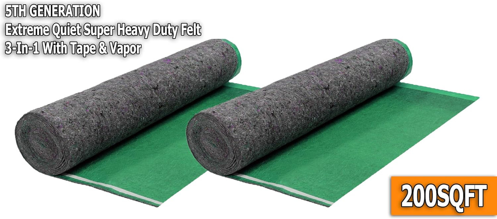 691322306941 200SQFT 3.2MM 3-In-1 Underlayment Felt, 300SQFT, Emerald Green, 200