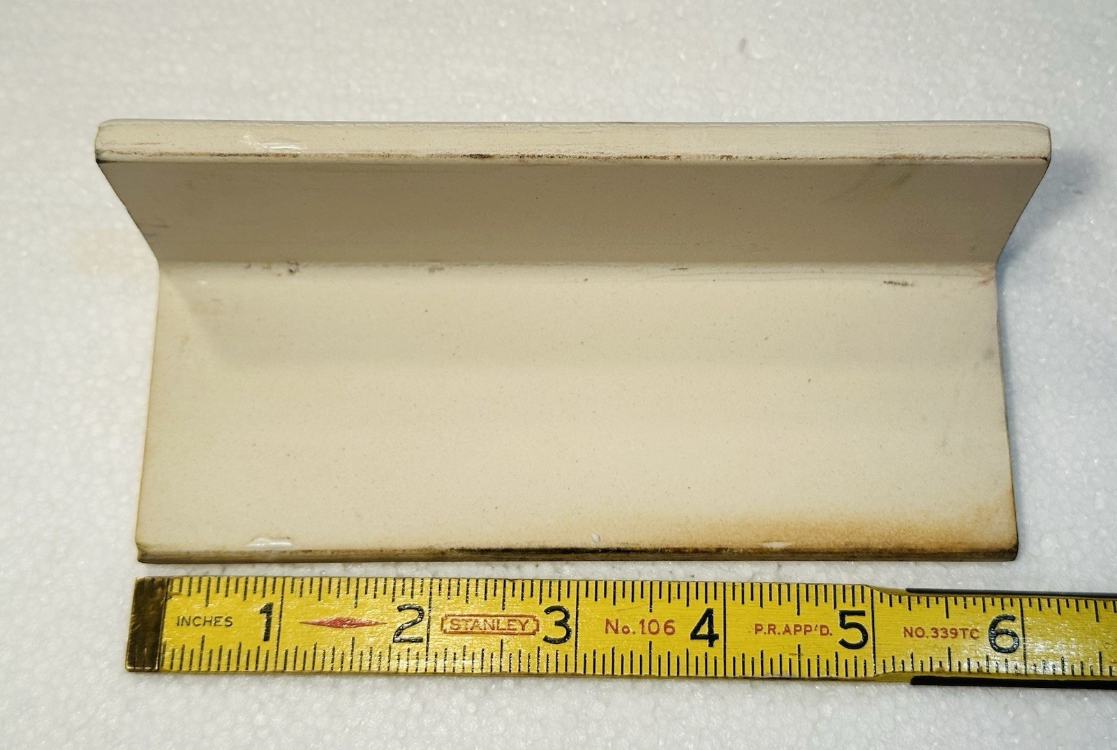 1 pc. Matte Biscuit: V-Cap Ceramic Trim Tile: Counter -Top Edging-Sink Rail, New
