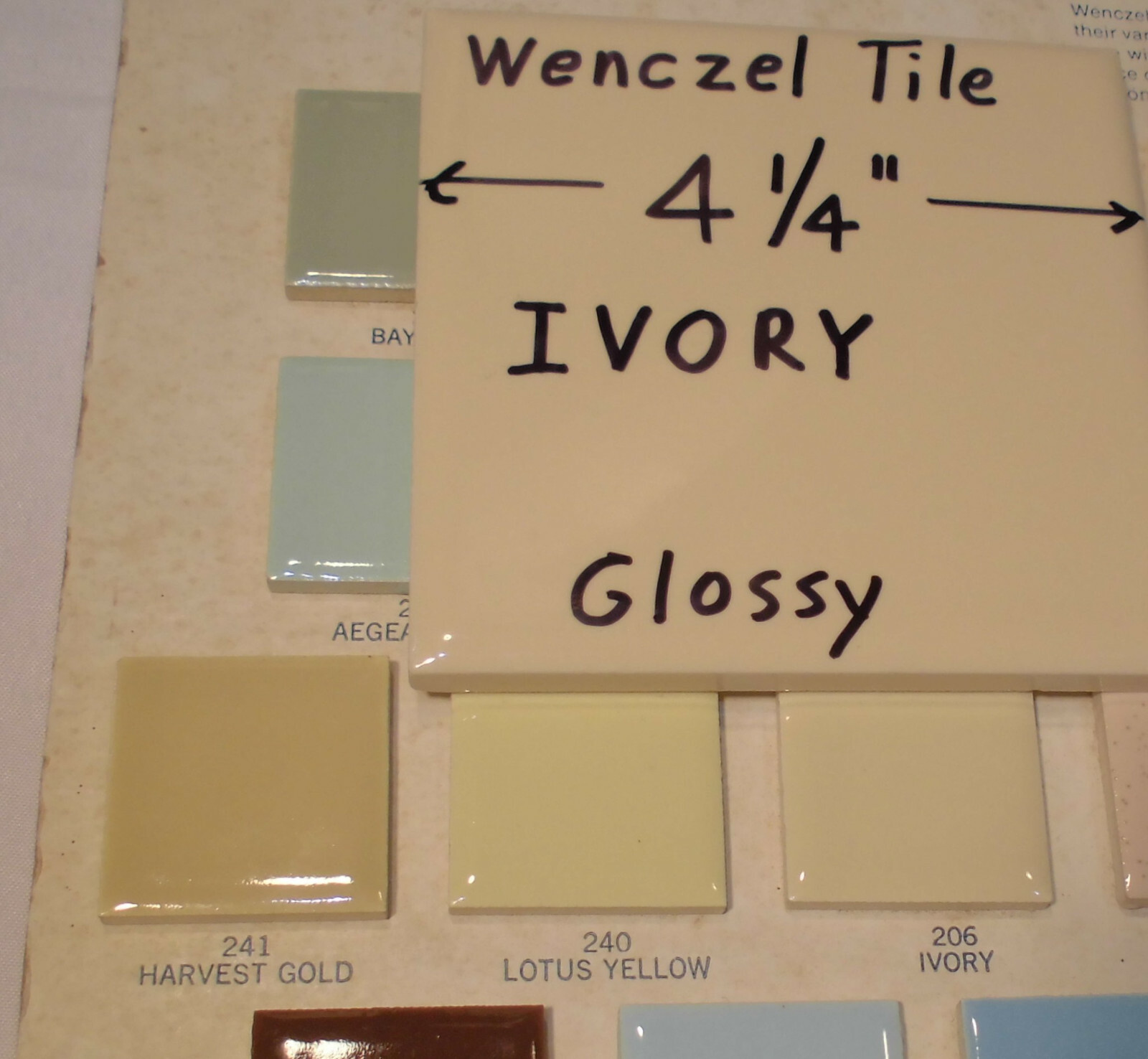 1 pc. *Ivory* 4-1/4″ Glossy Ceramic Tile by Wenczel Co. NOS Criteria 1940’s