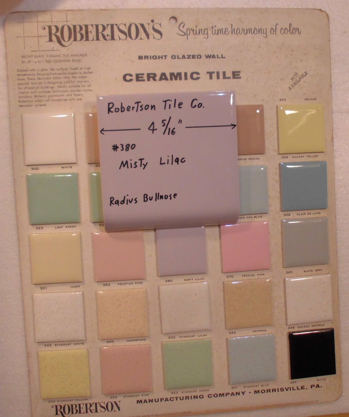 1 pc. Radius Bullnose; Misty Lilac: Glossy Ceramic Tile by Robertson 4-5/16″