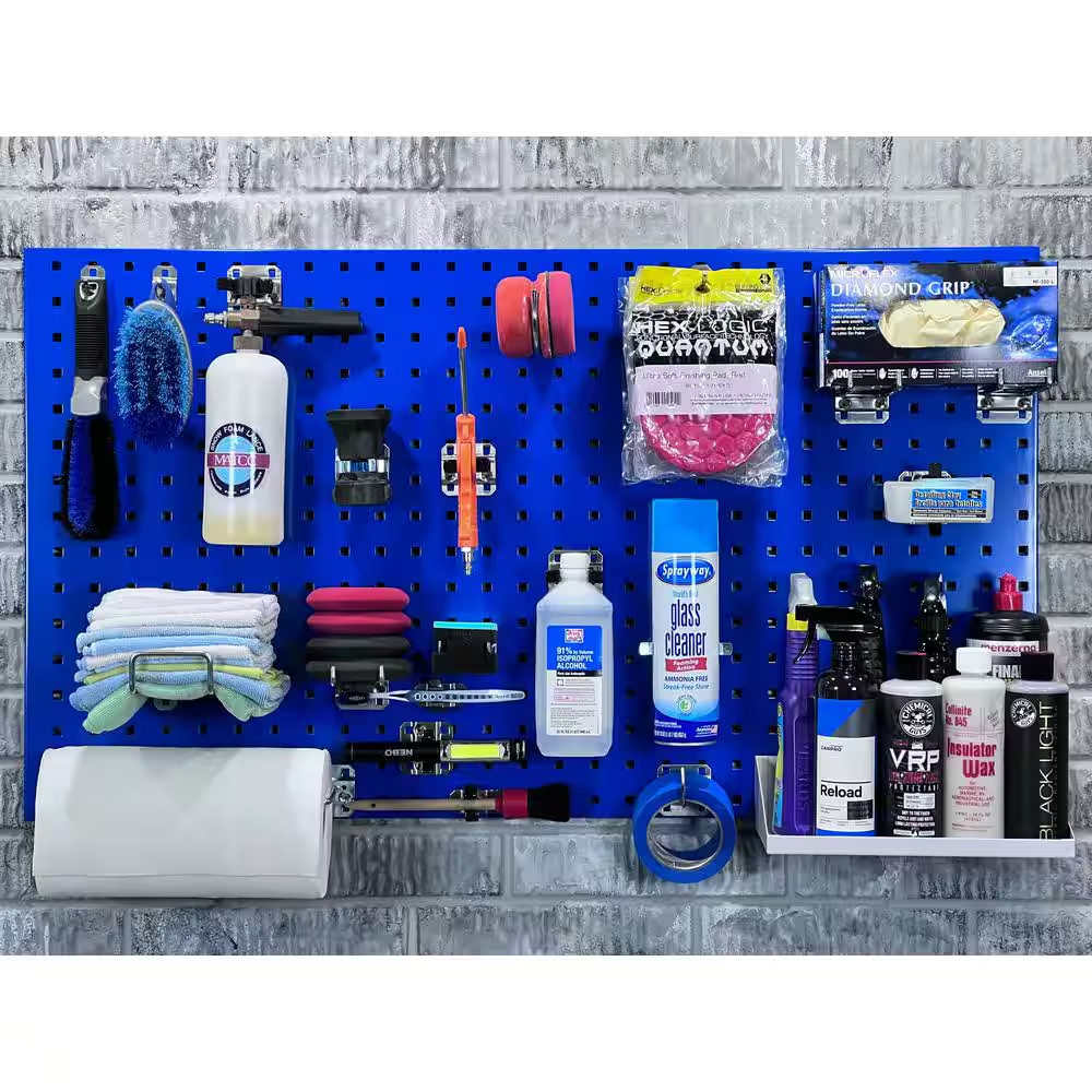 24 In. W X 42 In. H X 9/16 In. D Blue Epoxy, 18-Gauge Steel Square Hole Pegboard
