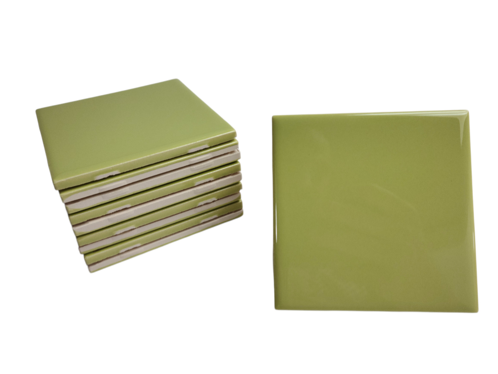 Lime Green Ceramic Tile Shower Backsplash 4.25 in Subway Mid Century Modern