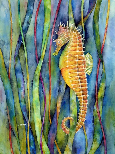 seahorse tropical fish seascape ocean reef pool ceramic tile mural backsplash