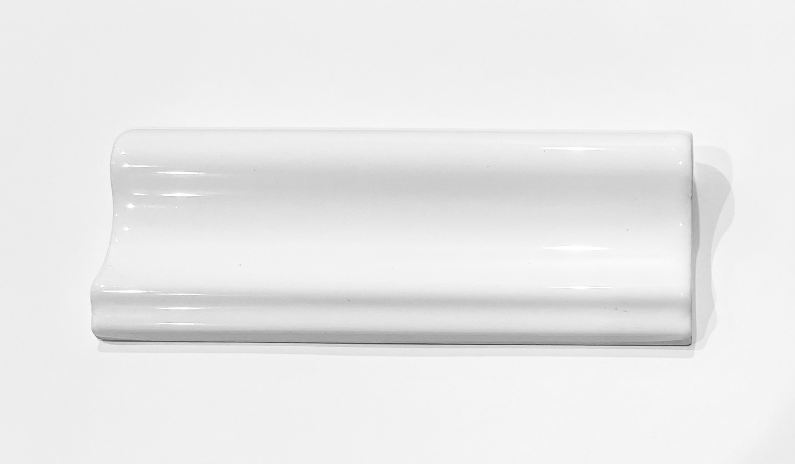 2X6 White Ceramic Single Ogee Molding Trim Piece (Sold per piece)