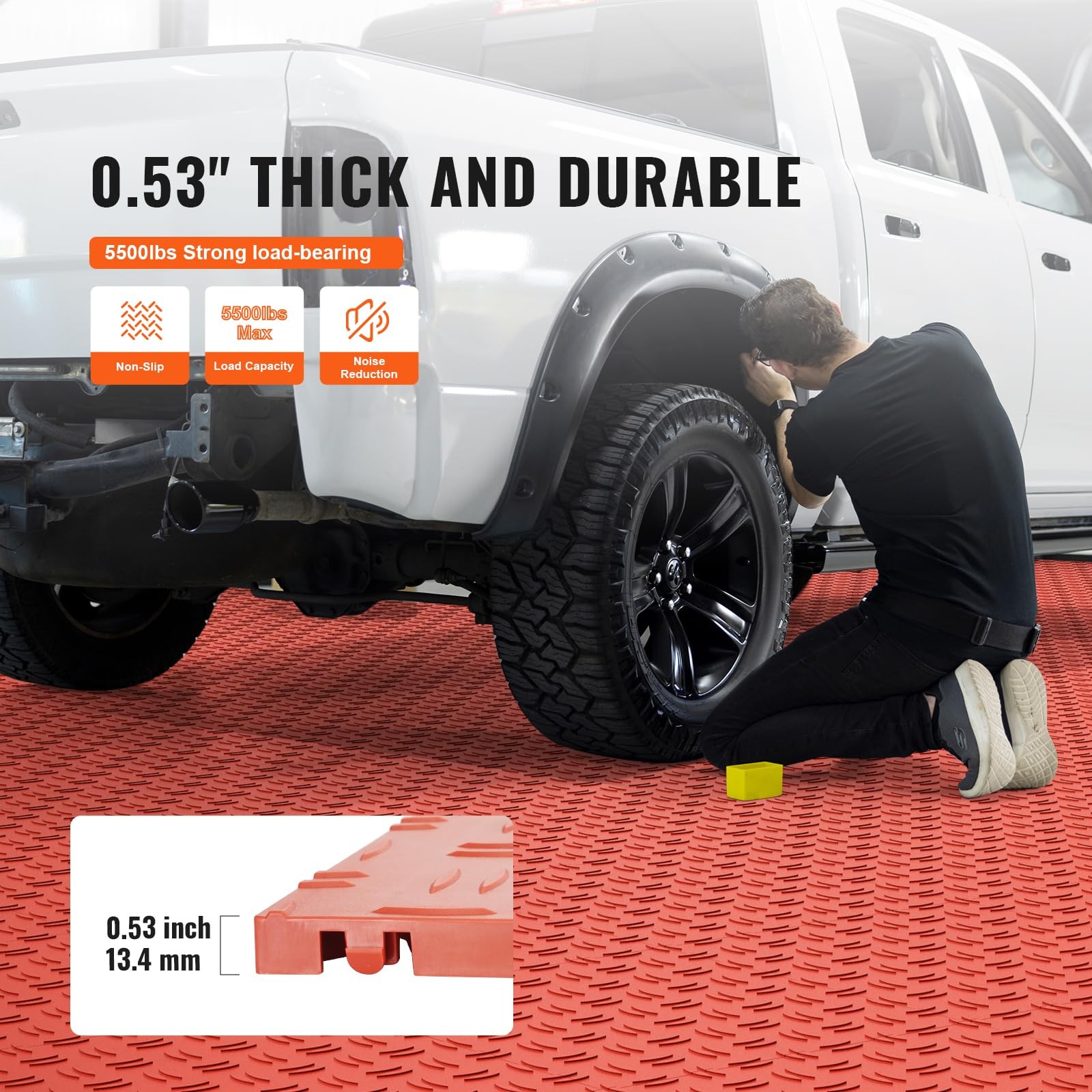 50 Pack Red Interlocking Garage Floor Tiles Multi Use Heavy Duty 5500lbs Capa…