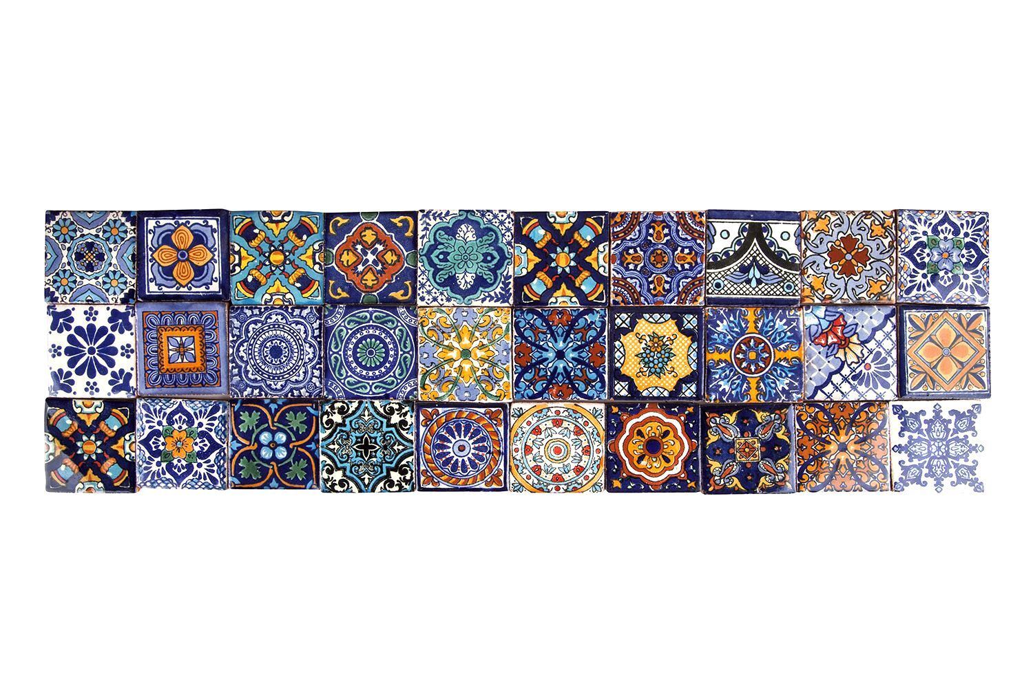 120 Mexican Ceramic Tiles 2×2 in Talavera Decoration Mosaic for Bathroom -Tonito