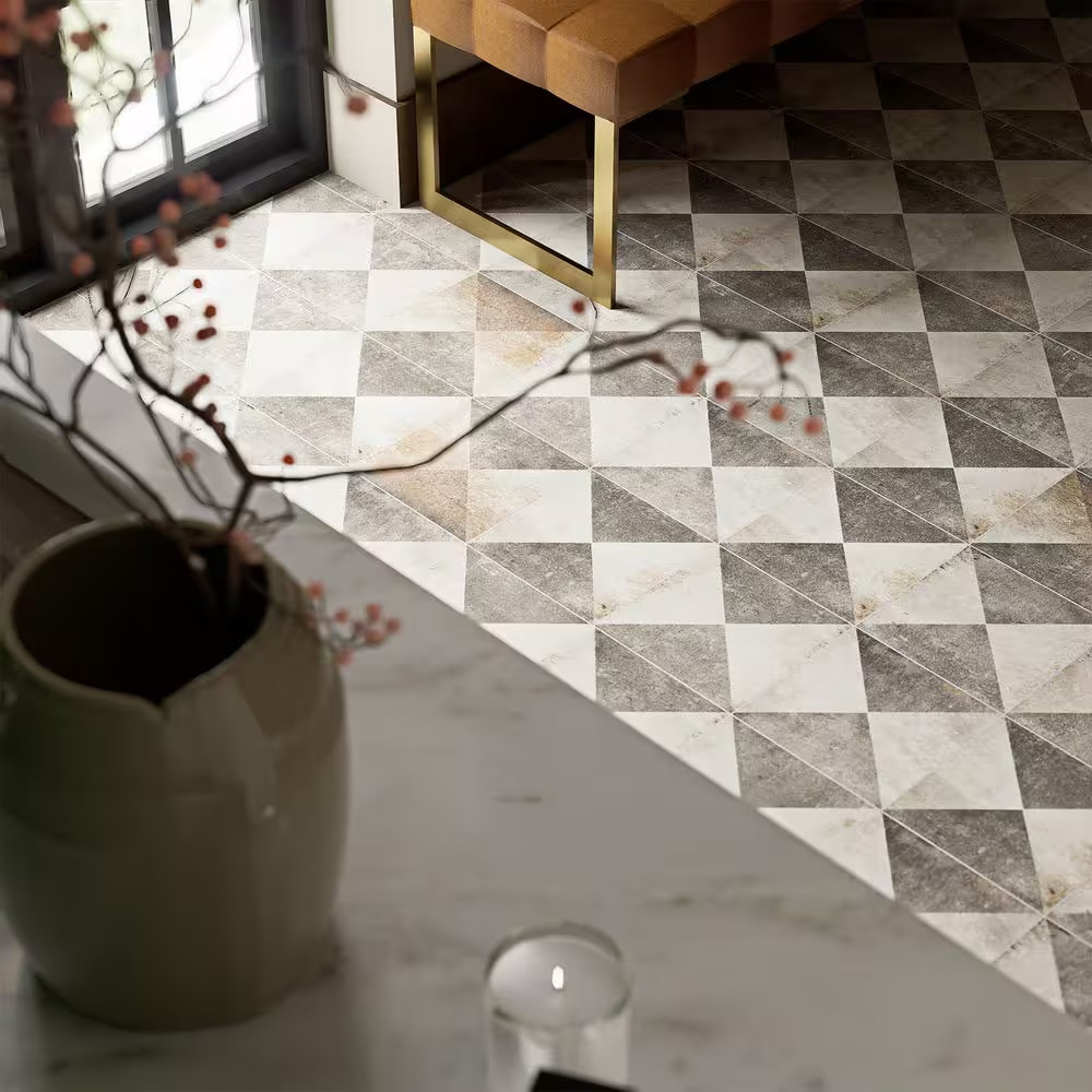 D’Anticatto Decor Triangoli 8-3/4 In. X 8-3/4 In. Porcelain Floor and Wall Tile
