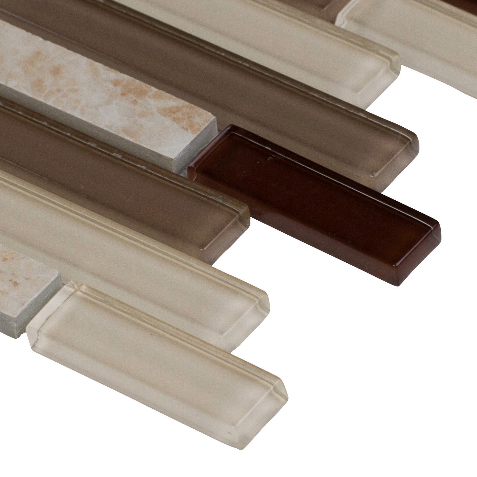 Ackland AKM-SP-12X12ILX-CA 12″ x 12″ Glass and Stone Linear – Tesora Mocha