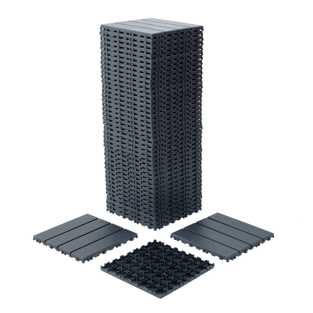 44PC 12″x12″ Interlock Patio Deck Tiles Waterproof Outdoor Flooring Garden Yard