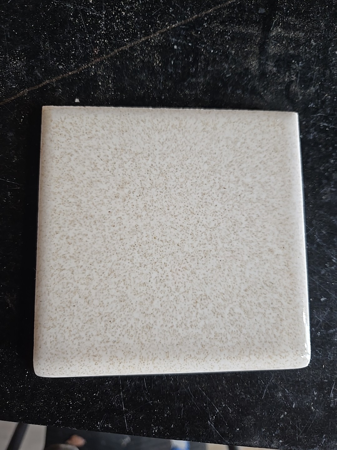 Vtg S Self Spacing Bullnose 4 3/8″ Light Buckwheat W/gold Specks NOS Tile
