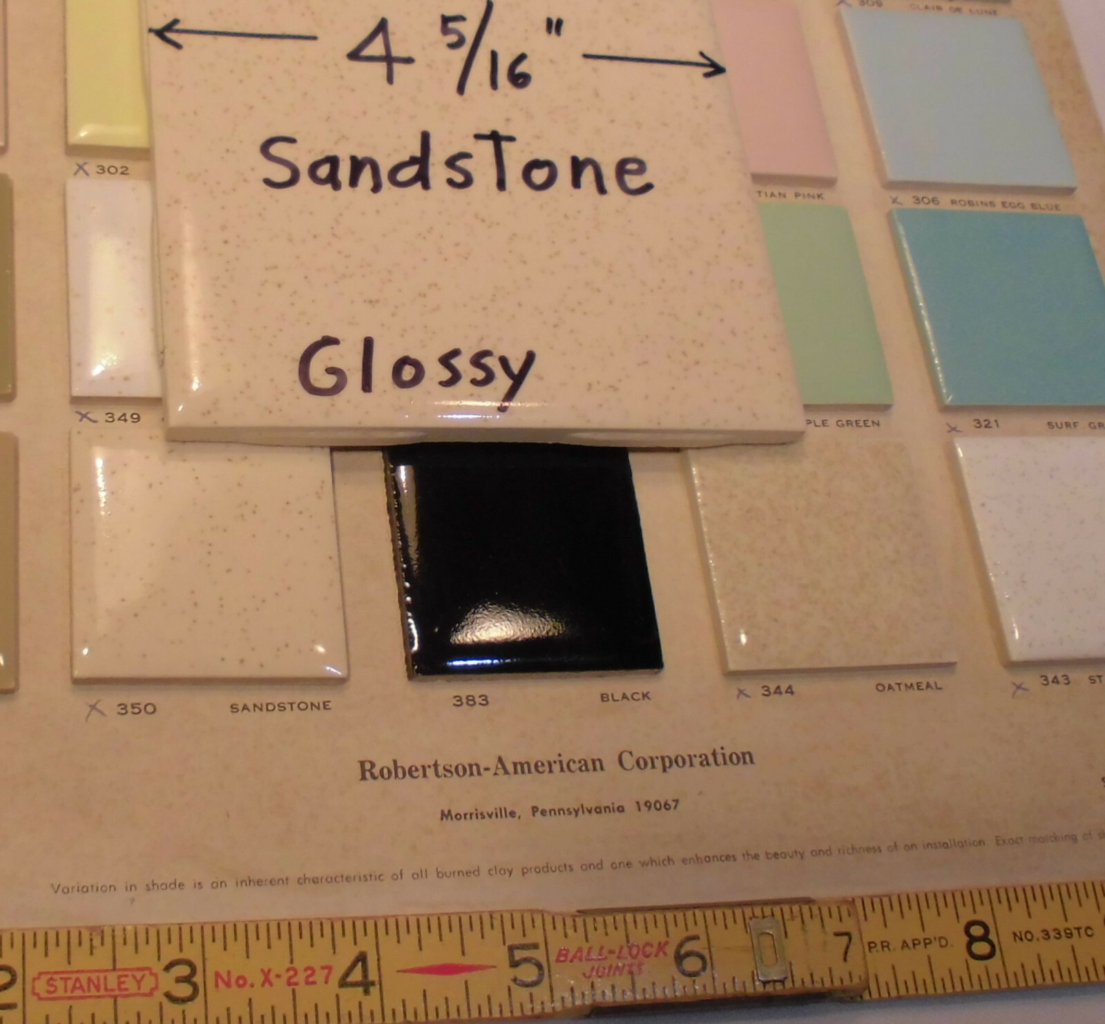 1 pc. Ceramic Tile: Buckwheat – Sandstone: Beige & Gold Specks, Robertson 4-5/16