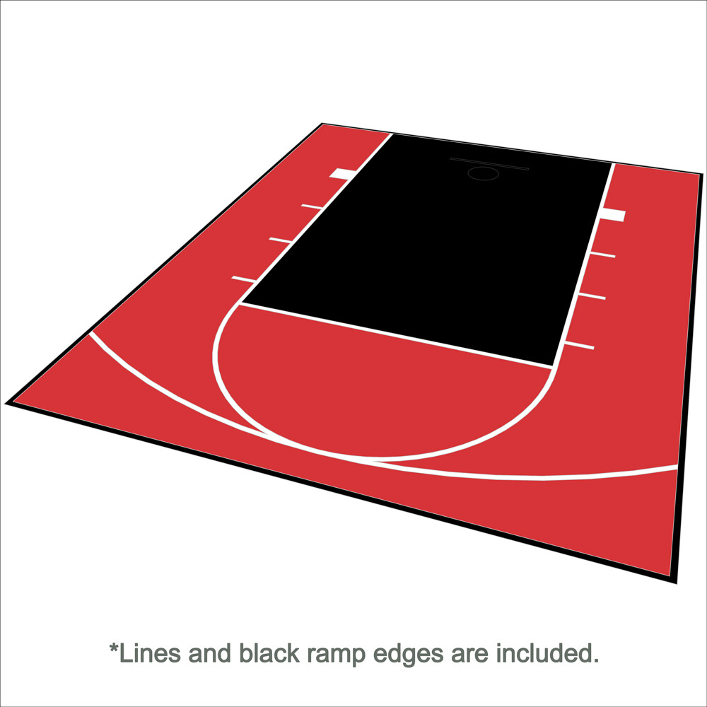 20ft x 24ft Outdoor Basketball Court Kit-Lines and Edges Included Black/Red