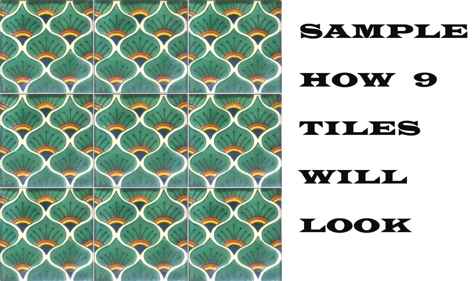 #C056) Mexican Tile sample Ceramic Handmade 4×4 inch, GET MANY AS YOU NEED !!
