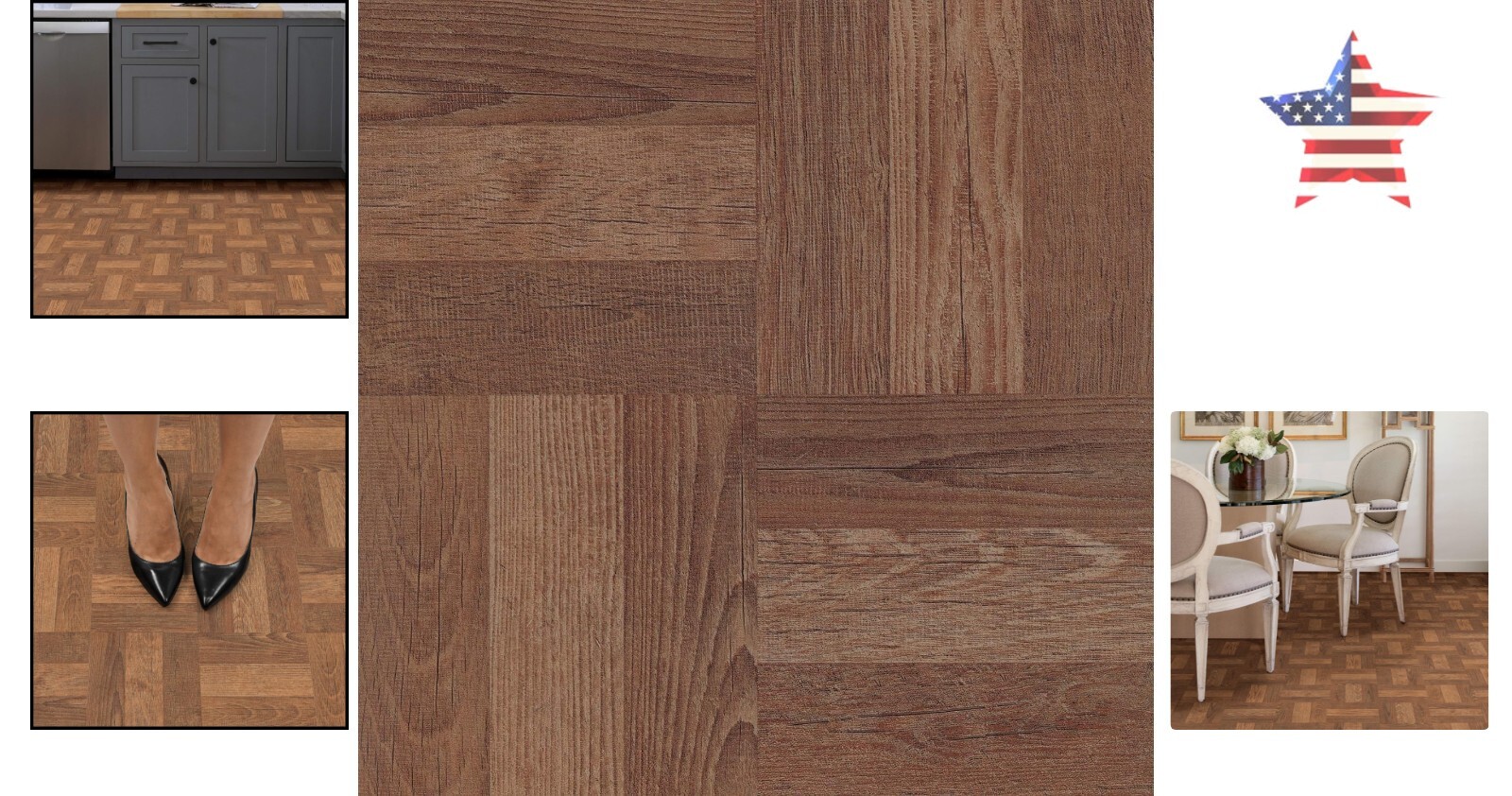 Peel & Stick Parquet Floor Tiles – Brown – Easy Installation, Water Resistant