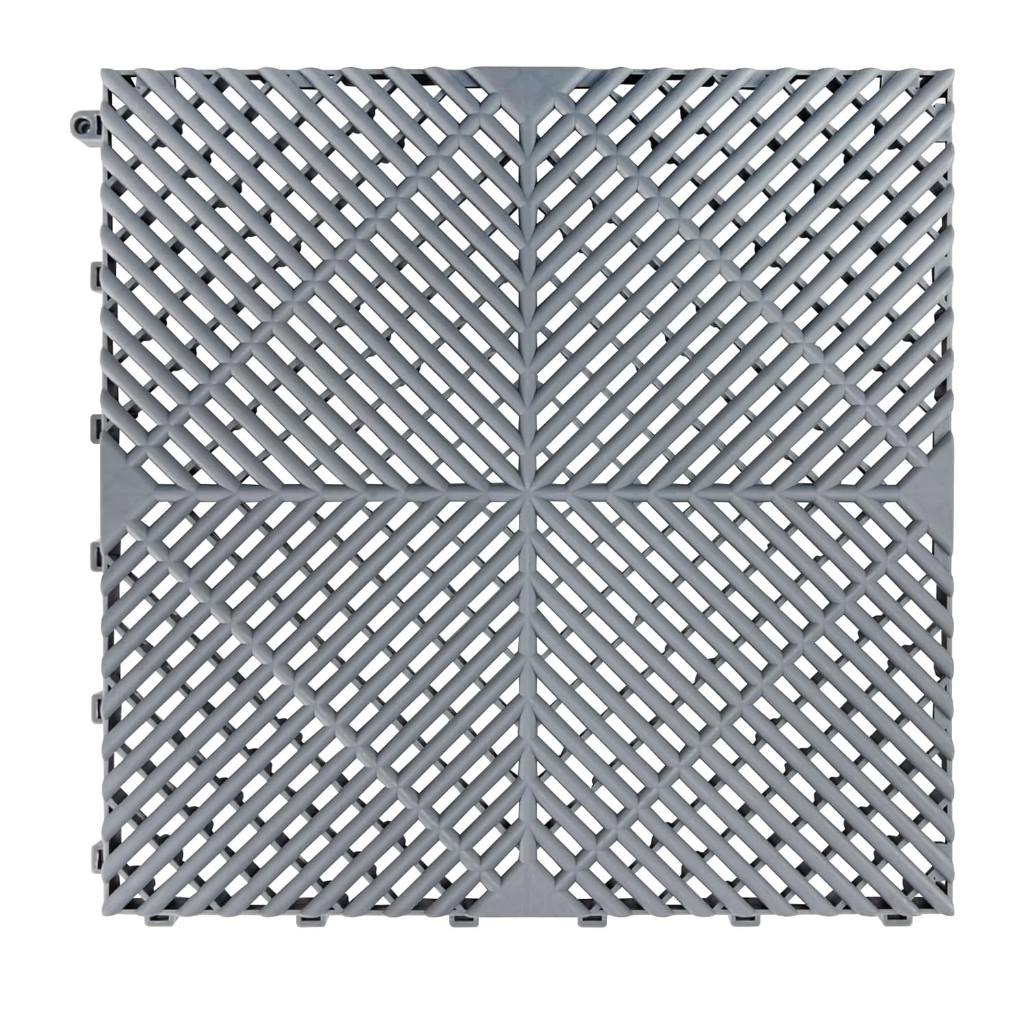 Ribbed Interlocking Garage Floor Tiles Vented Self-Draining Non-Slip Flooring