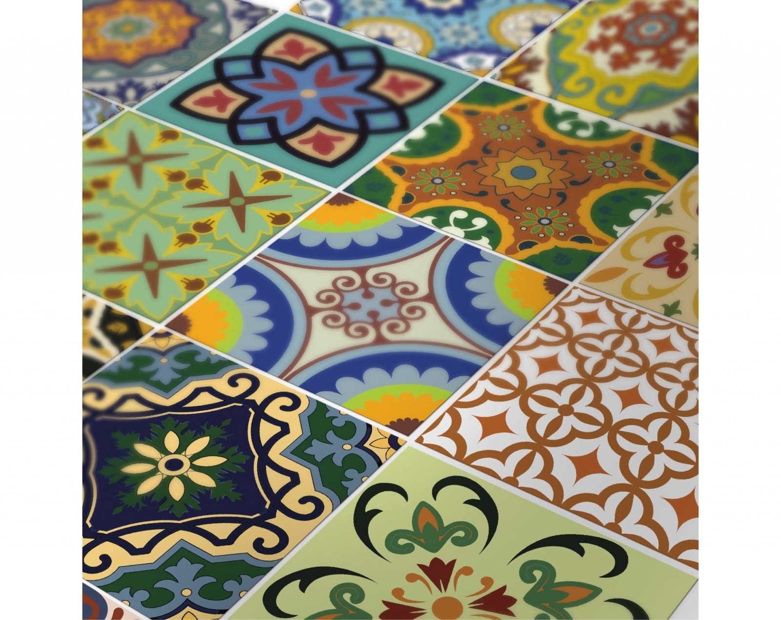 4 X 4 Mediterranean Brights Mosaic Peel And Stick Removable Tiles