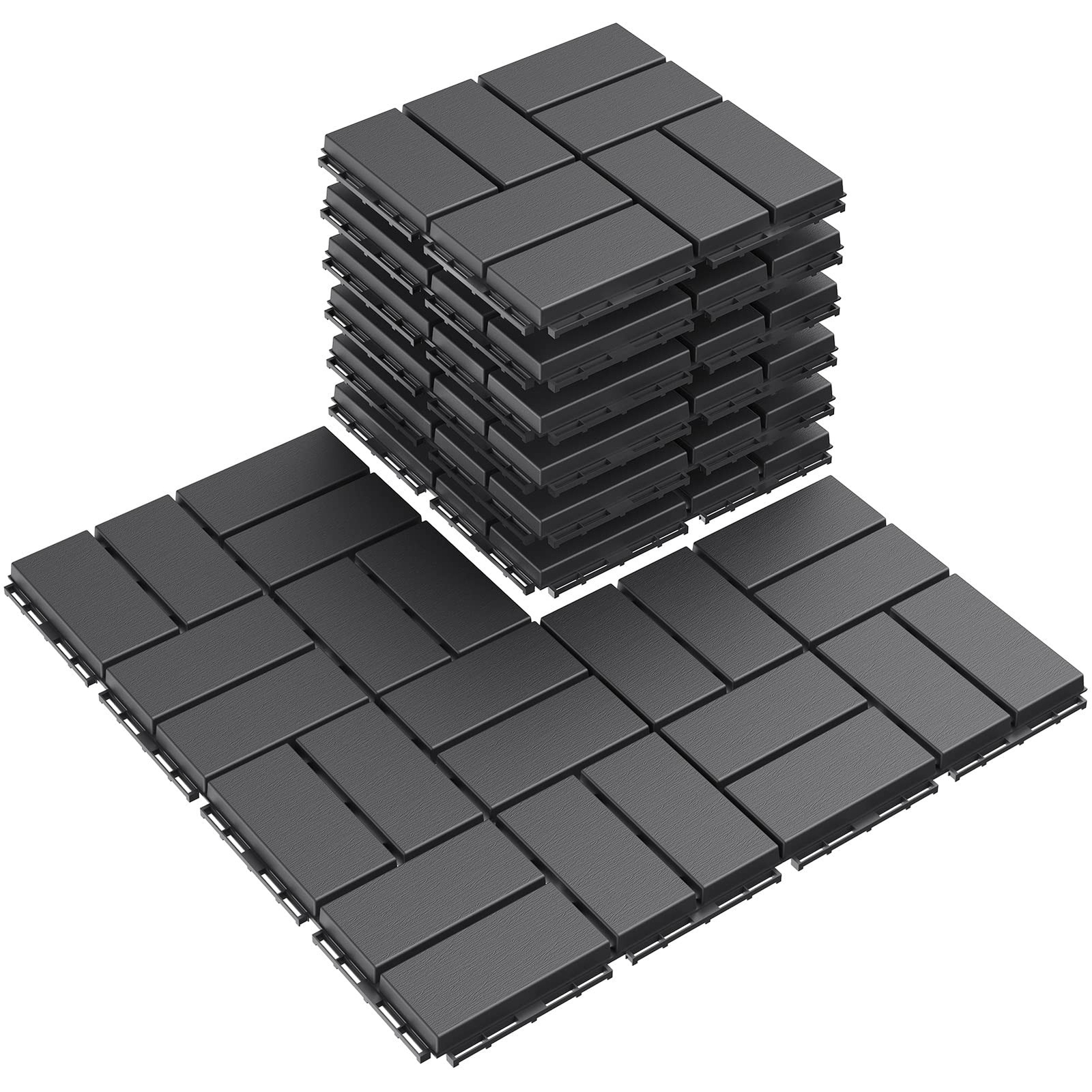 Goovilla Plastic Interlocking Deck Tiles, 9 Pack Outdoor Patio Flooring, 12″x…