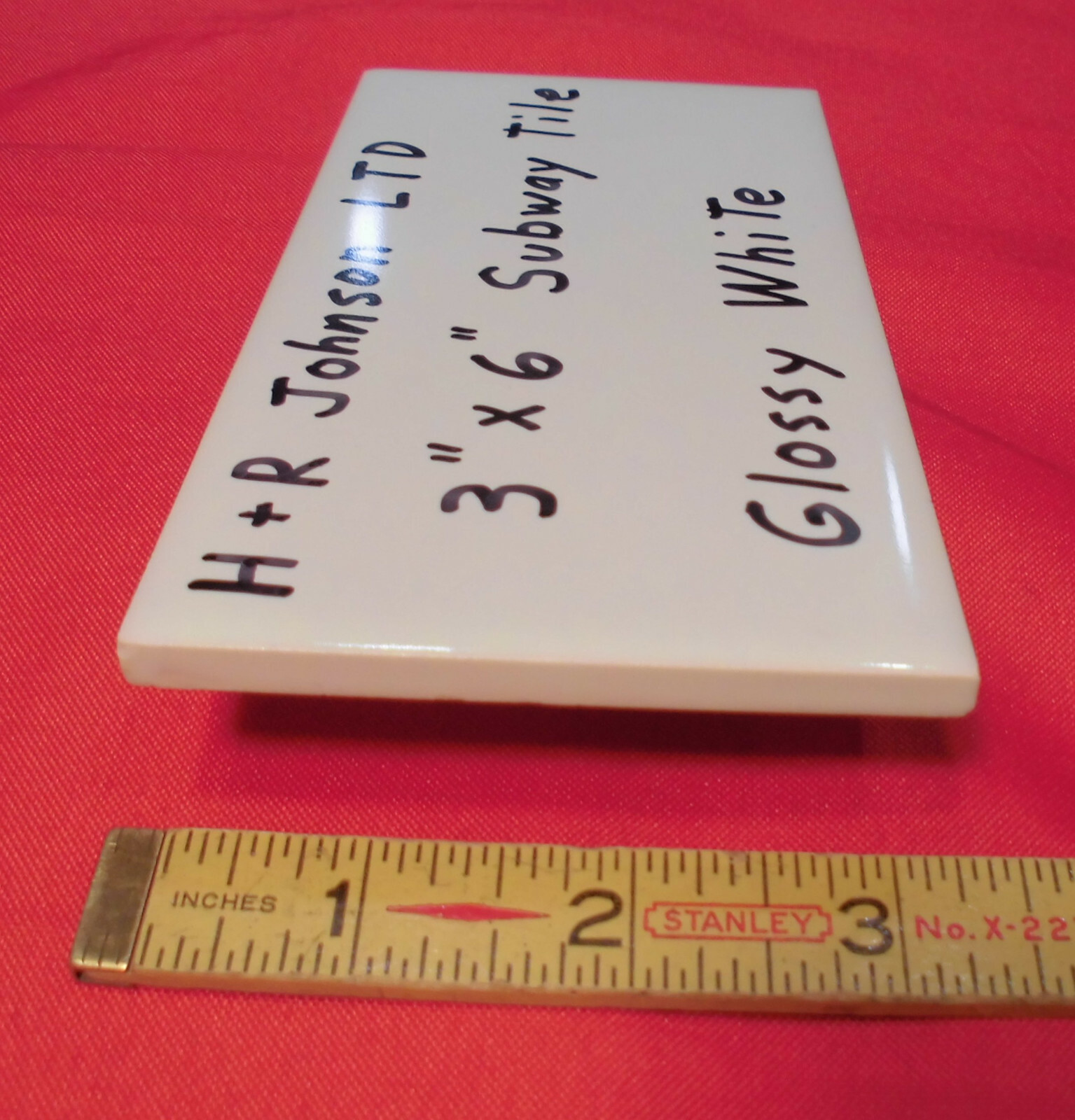 1 pc. Vintage *White* Subway Glossy Ceramic Tile 3″ X 6″ X 3/16″ H R Johnson Co.