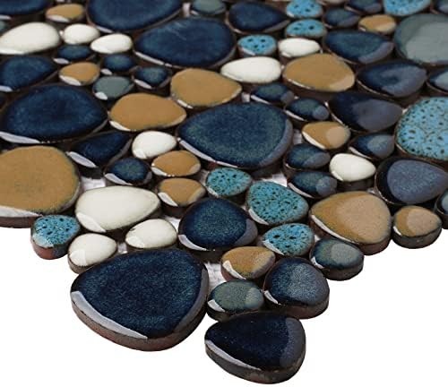 Aqua Cobalt Blue Pebble Tile for Stunning Shower Floors & Backsplashes