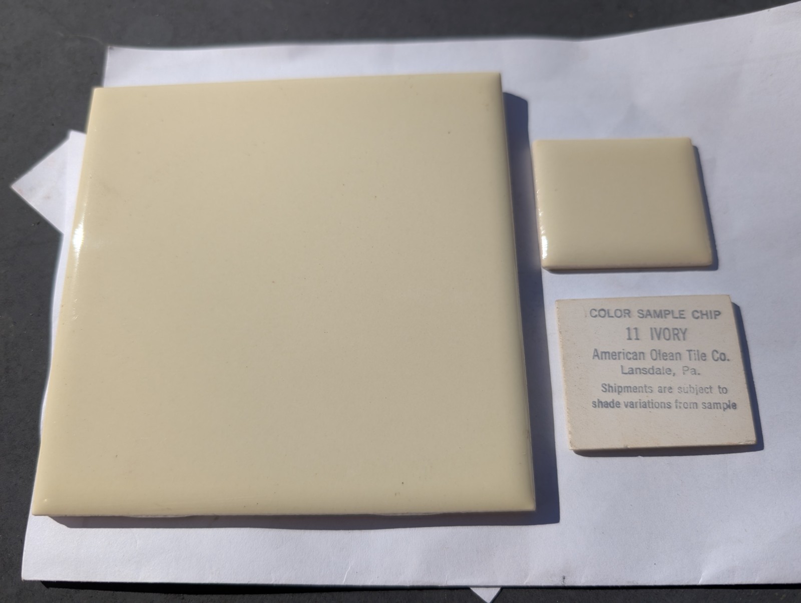2 pcs American Olean Vintage Ceramic Wall Tile 4 1/4″ Ivory NEW Color #11 1950s