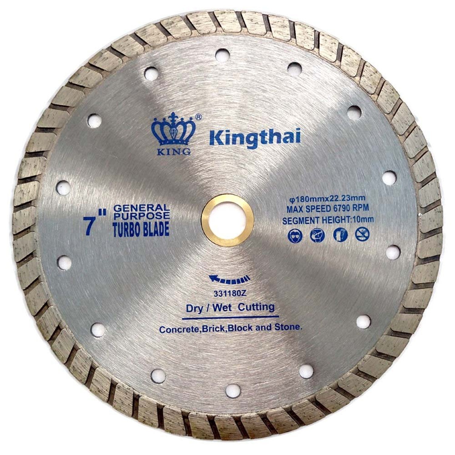 Kingthai 7 Inch Concrete Turbo Rim Diamond Blade for Masonry Stone, 7/8″-5/8″…