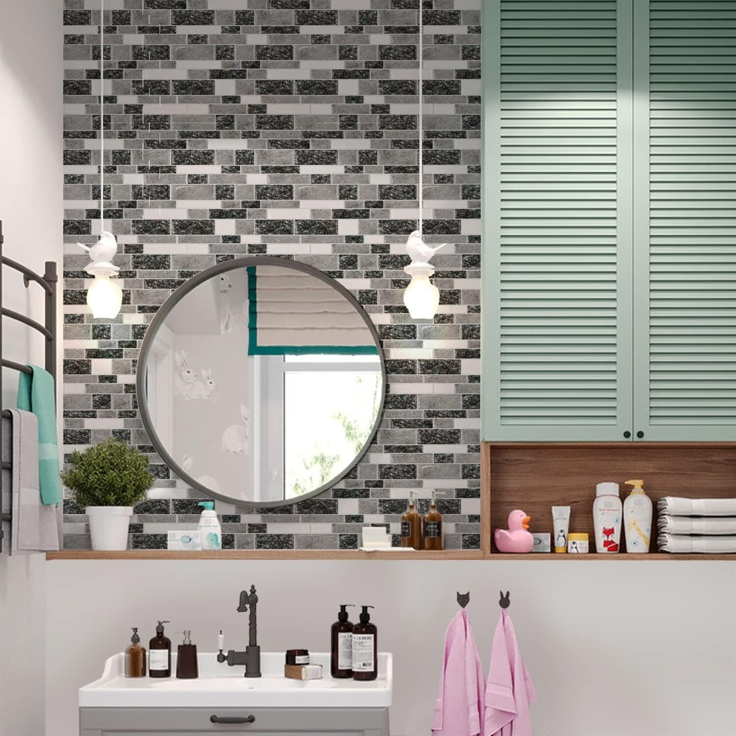 Thicker Grey Granite Backsplash Tiles – Waterproof Self-Adhesive Design