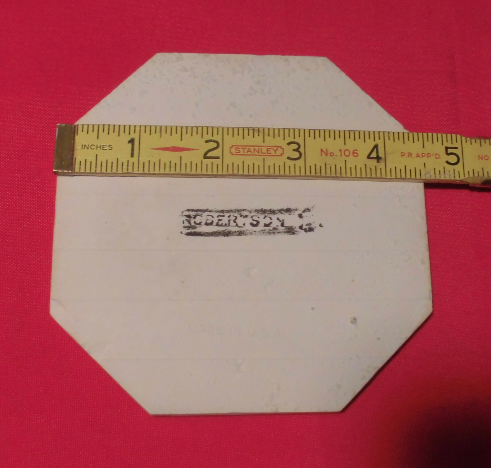 1 pc. Suntan – Pinkest: Octagon Ceramic Tile 4-1/2″ Robertson, Crystalline, Used